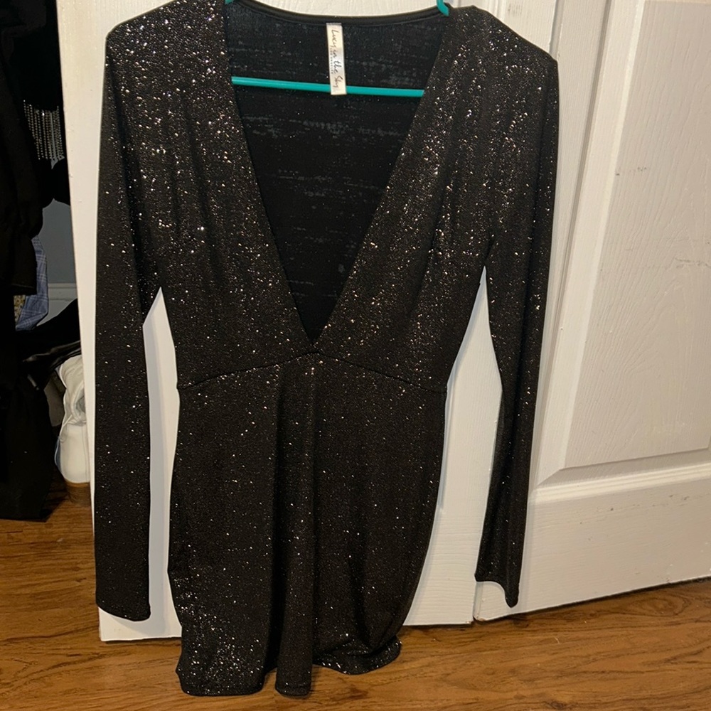 Black fitted mini sparkly dress